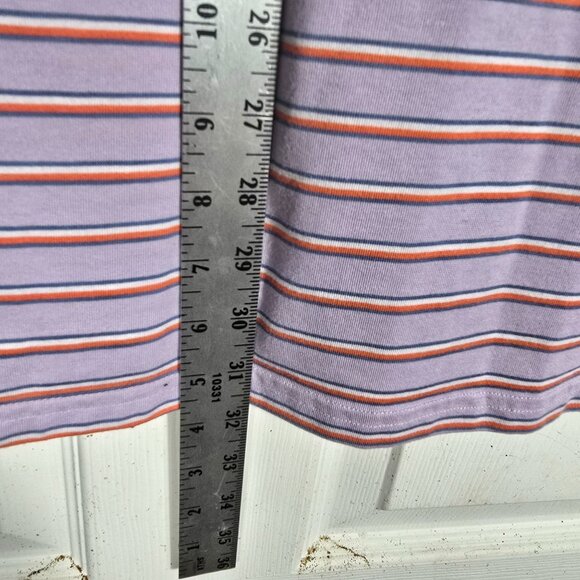 Criquet Men's Polo Shirt Size Large Short Sleeve Lavender Striped - Picture 10 of 10